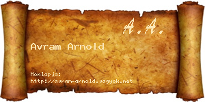 Avram Arnold névjegykártya